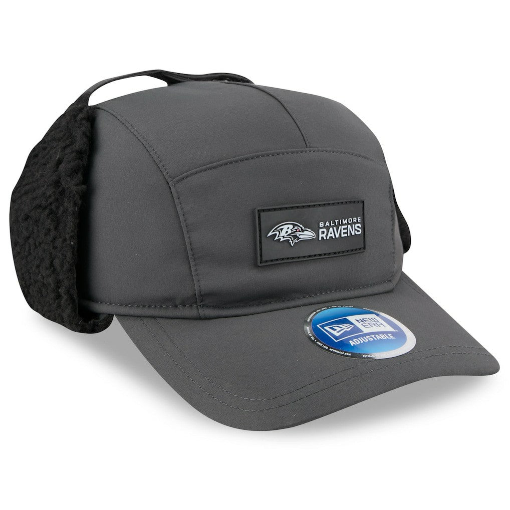 Baltimore Ravens New Era 2025 Sideline Cold Weather Runner Dog Ear Adjustable Hat - Charcoal Hats
