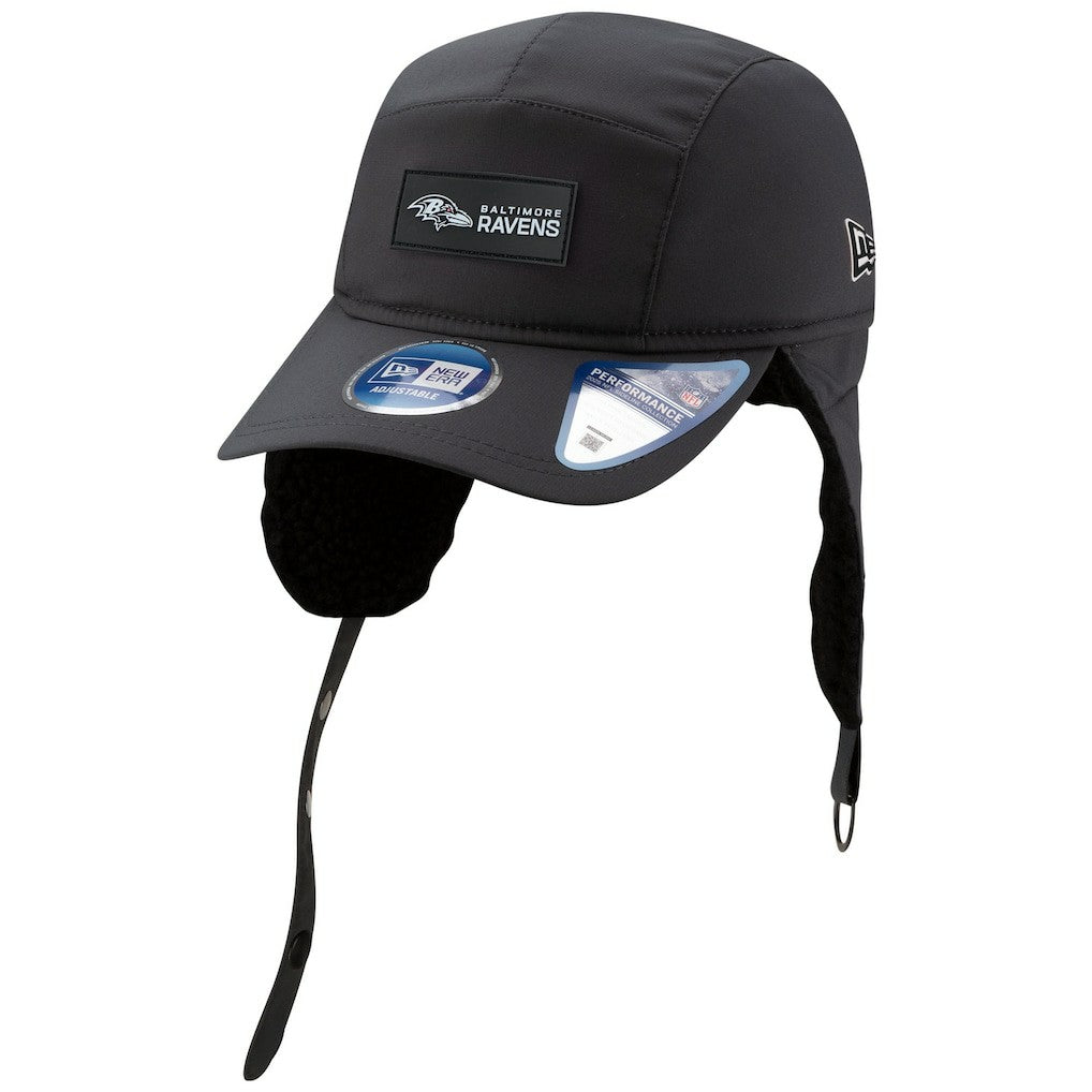 Baltimore Ravens New Era 2025 Sideline Cold Weather Runner Dog Ear Adjustable Hat - Charcoal Hats