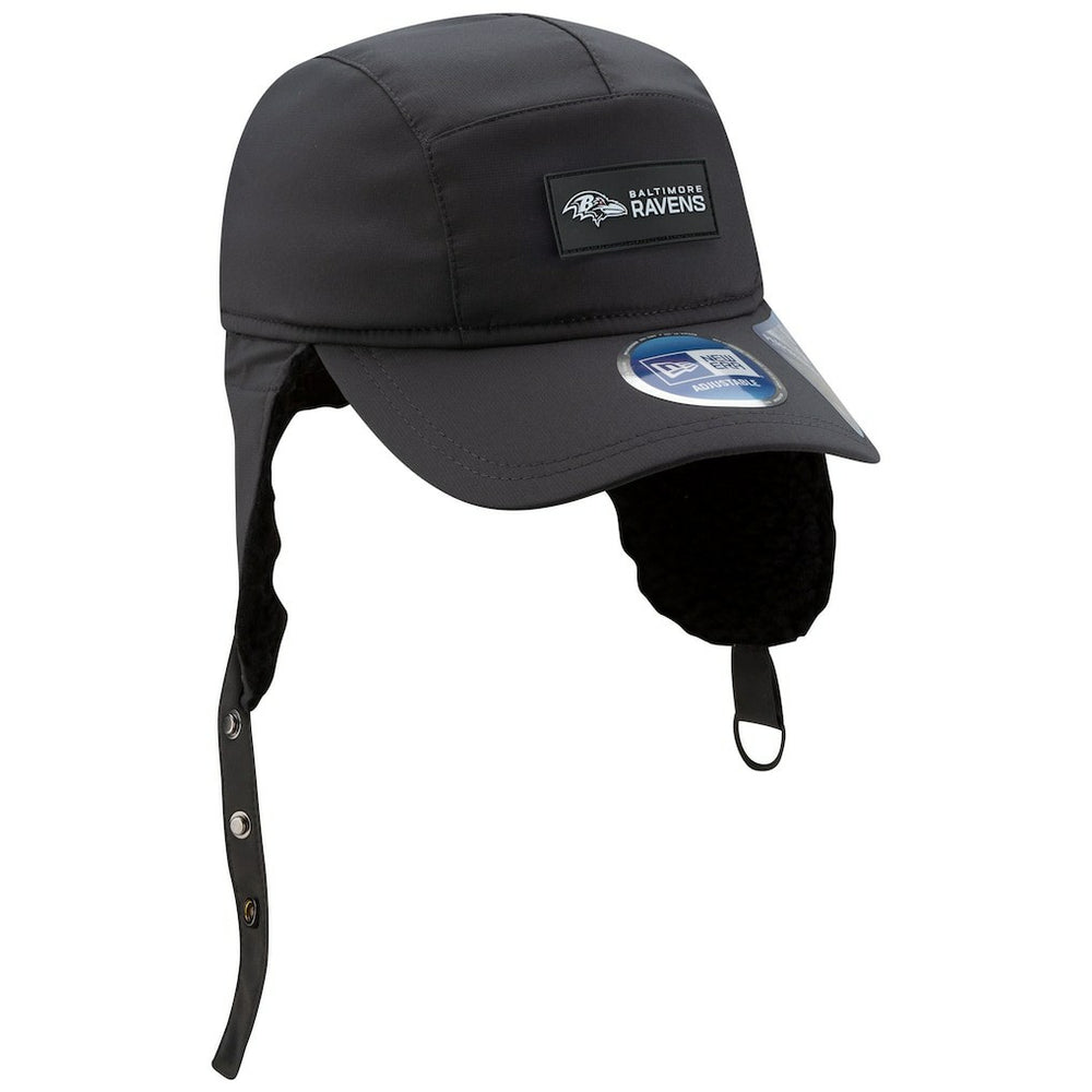 Baltimore Ravens New Era 2025 Sideline Cold Weather Runner Dog Ear Adjustable Hat - Charcoal Hats