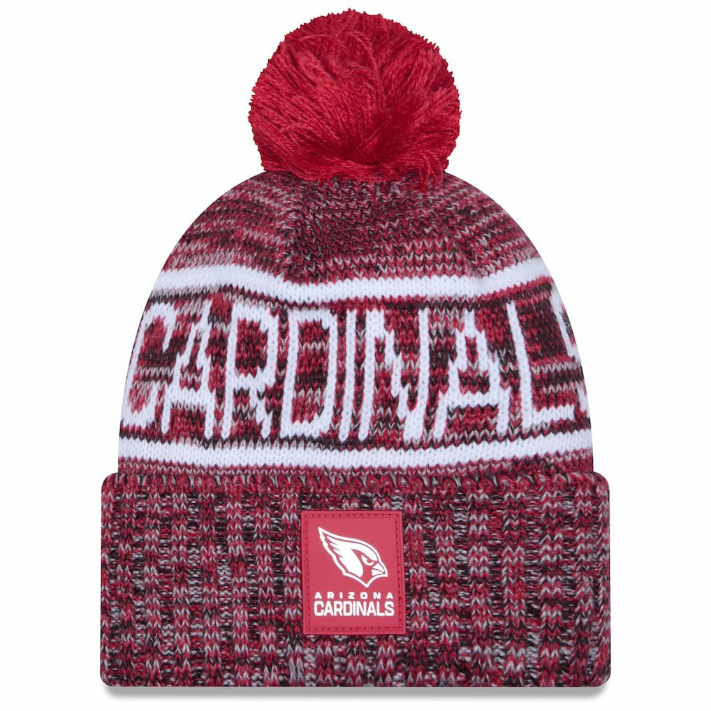 Arizona Cardinals New Era 2025 Sideline Cold Weather Cuffed Knit Hat with Pom - Cardinal Hats