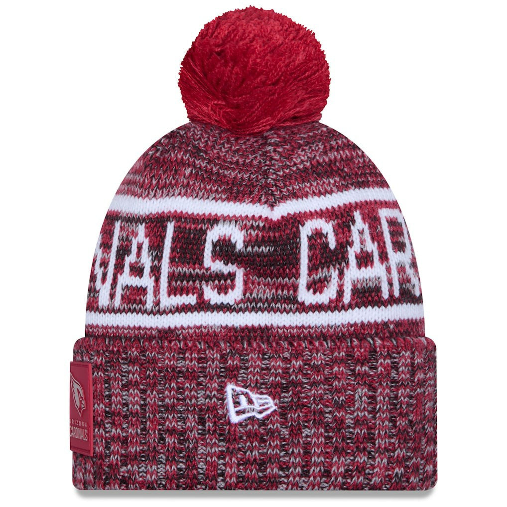 Arizona Cardinals New Era 2025 Sideline Cold Weather Cuffed Knit Hat with Pom - Cardinal Hats