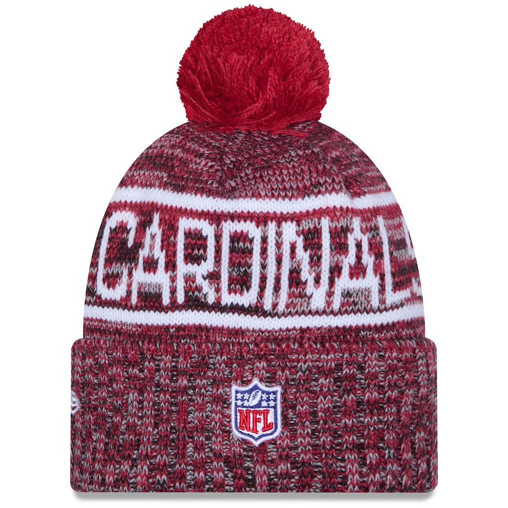 Arizona Cardinals New Era 2025 Sideline Cold Weather Cuffed Knit Hat with Pom - Cardinal Hats