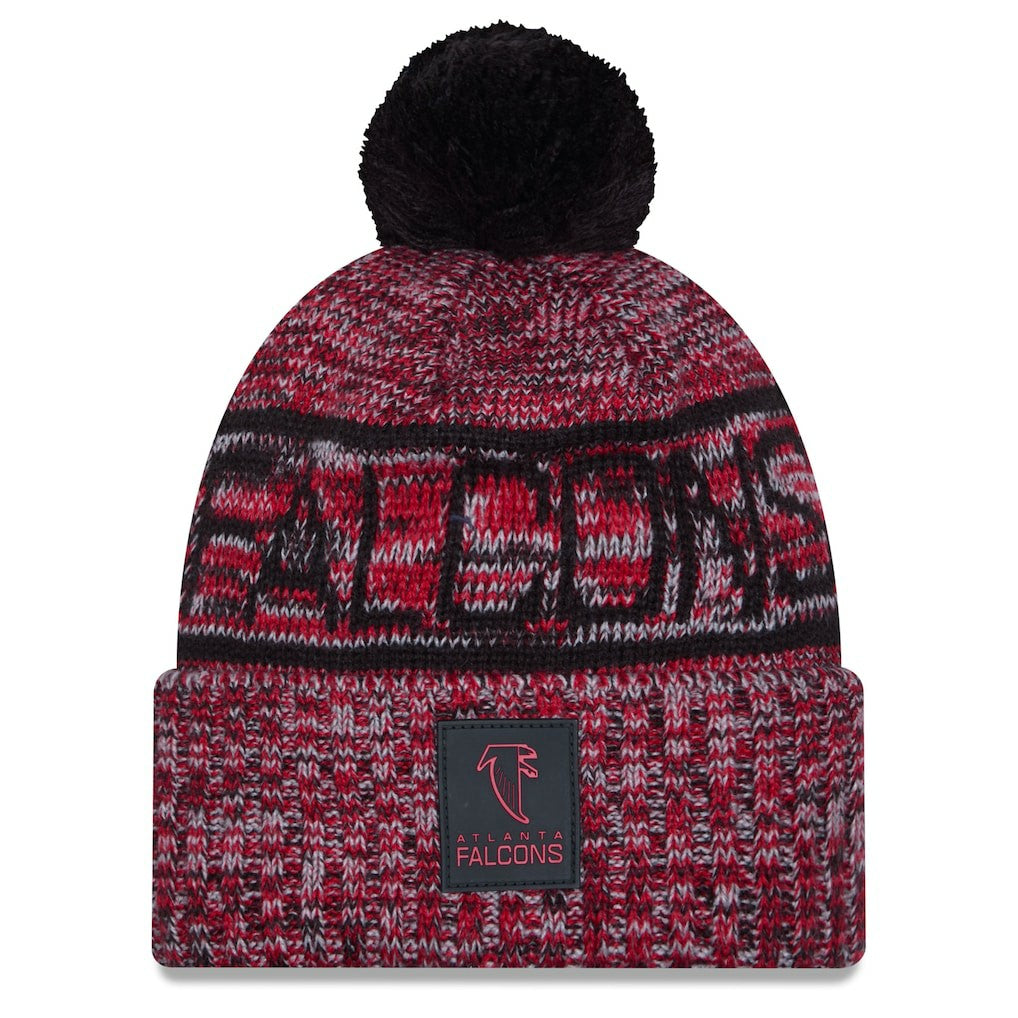 Atlanta Falcons New Era 2025 Sideline Cold Weather Cuffed Knit Hat with Pom - Red Hats