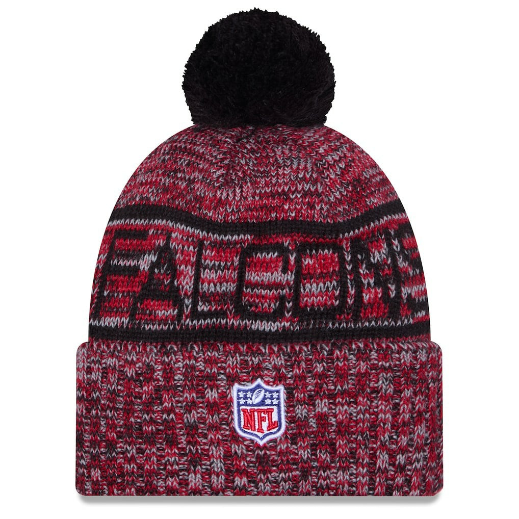 Atlanta Falcons New Era 2025 Sideline Cold Weather Cuffed Knit Hat with Pom - Red Hats