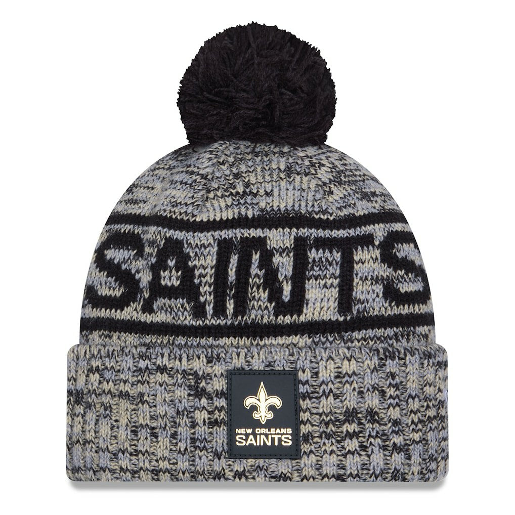 New Orleans Saints New Era 2025 Sideline Cold Weather Cuffed Knit Hat with Pom - Black Hats