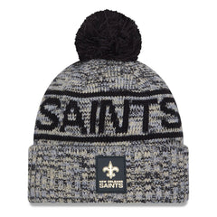New Orleans Saints New Era 2025 Sideline Cold Weather Cuffed Knit Hat with Pom - Black Hats