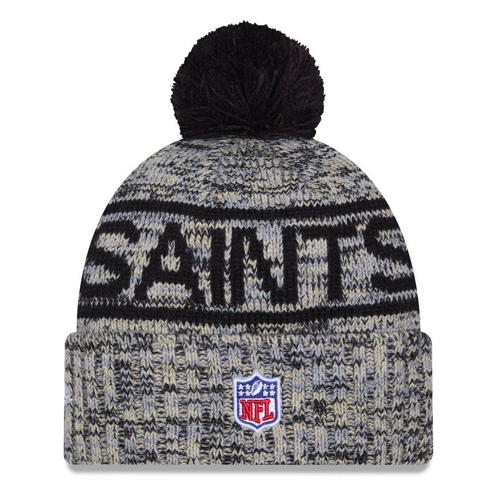 New Orleans Saints New Era 2025 Sideline Cold Weather Cuffed Knit Hat with Pom - Black Hats