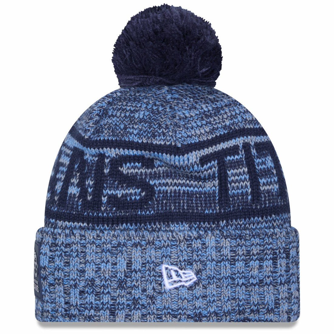 Tennessee Titans New Era 2025 Sideline Cold Weather Cuffed Knit Hat with Pom - Light Blue Hats