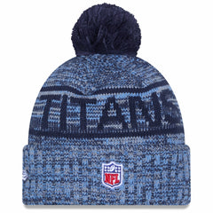 Tennessee Titans New Era 2025 Sideline Cold Weather Cuffed Knit Hat with Pom - Light Blue Hats