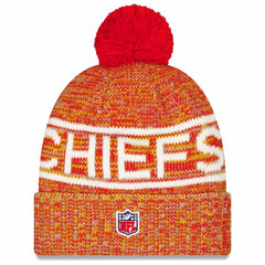 Kansas City Chiefs New Era 2025 Sideline Cold Weather Cuffed Knit Hat with Pom - Red Hats