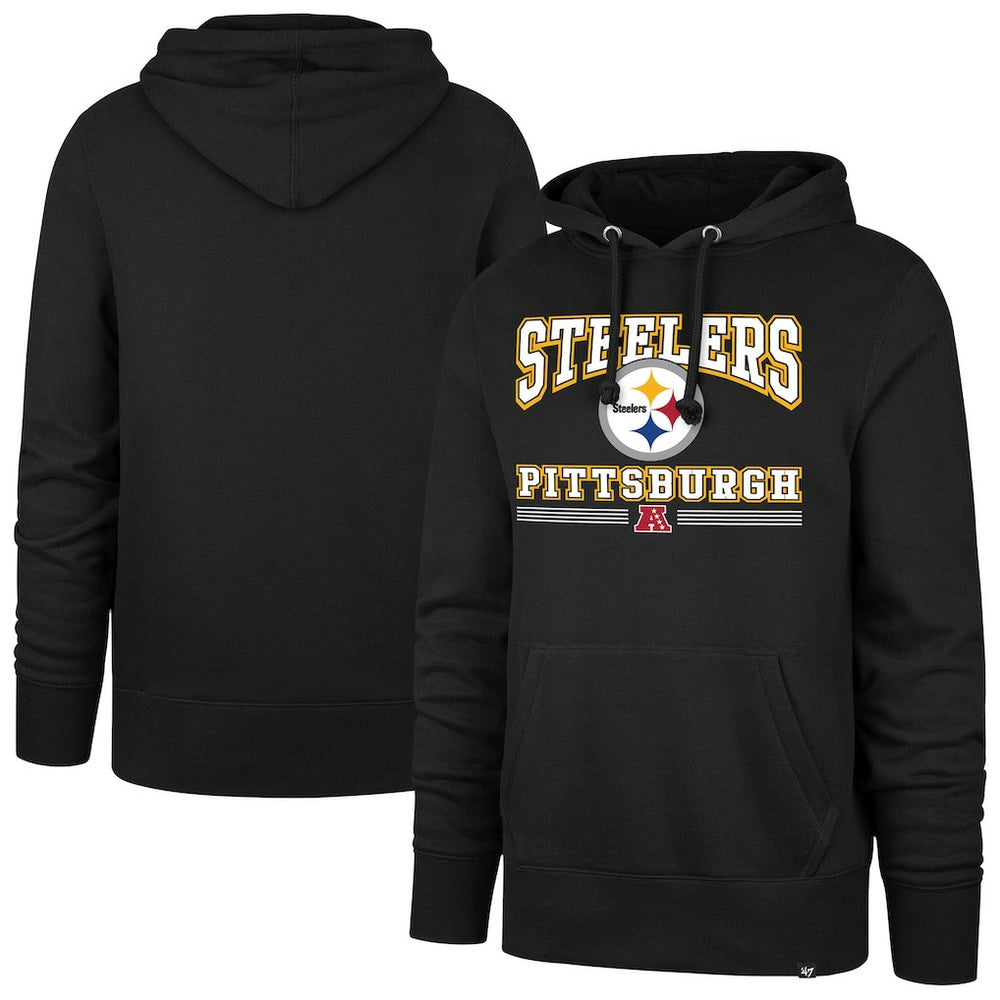 Pittsburgh Steelers '47 Packed House Headline Pullover Hoodie - Black Hoodies