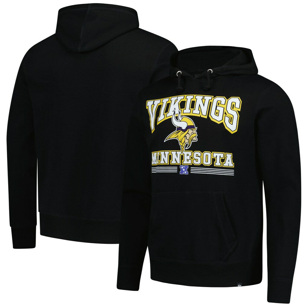 Minnesota Vikings '47 Packed House Headline Pullover Hoodie - Black Hoodies