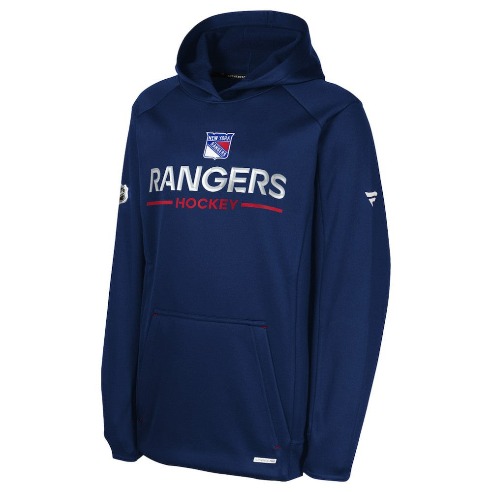 New York Rangers Fanatics Youth Authentic Pro Rink Raglan Hoodie - Navy | US 202634969