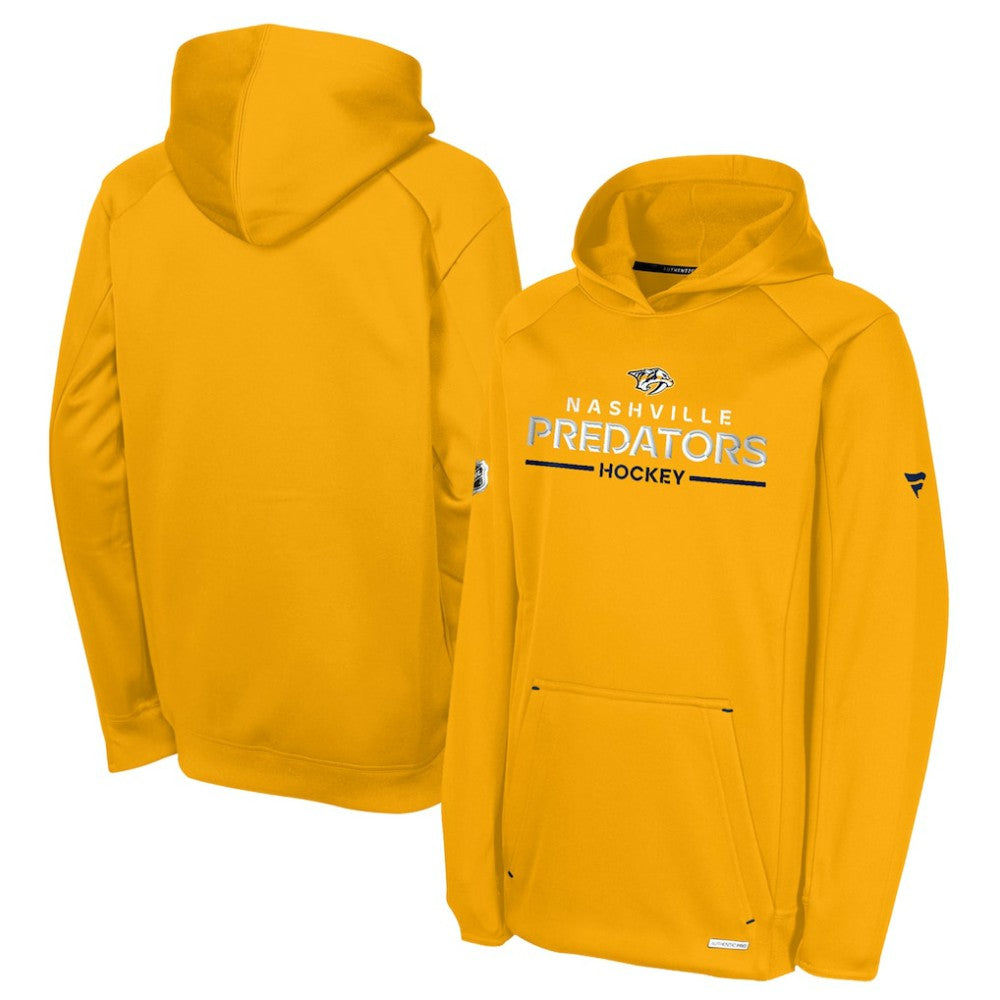 Nashville Predators Fanatics Youth Authentic Pro Rink Raglan Hoodie - Gold | US 202634973