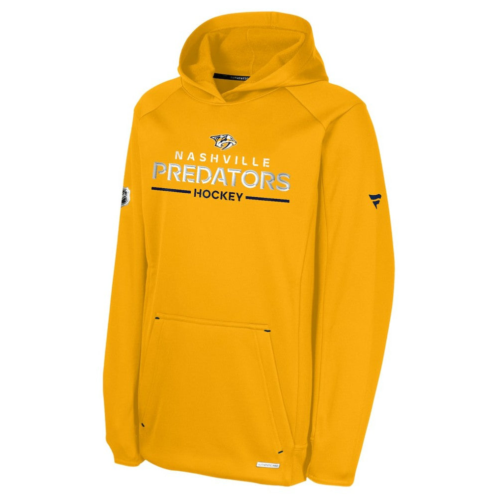 Nashville Predators Fanatics Youth Authentic Pro Rink Raglan Hoodie - Gold | US 202634973