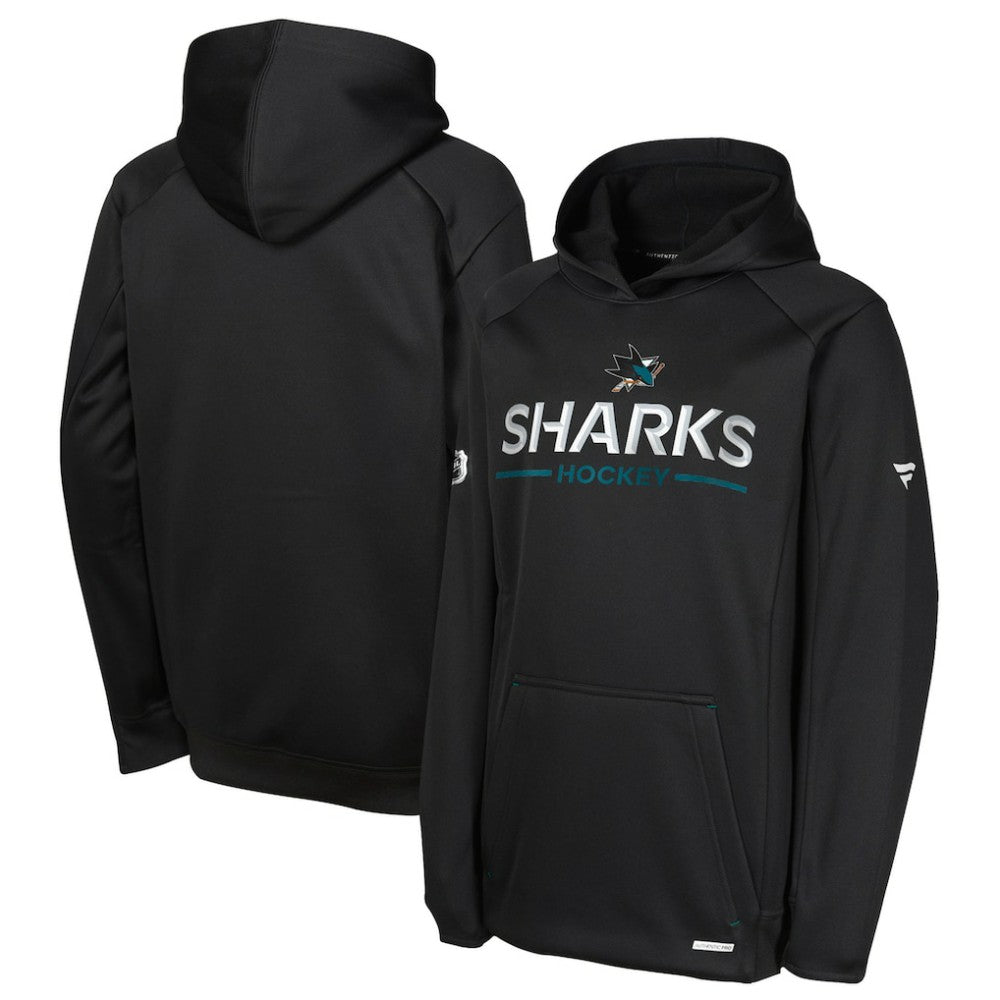 San Jose Sharks Fanatics Youth Authentic Pro Rink Raglan Hoodie - Black | US 202634977