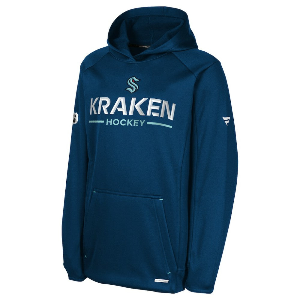 Seattle Kraken Fanatics Youth Authentic Pro Rink Raglan Hoodie - Deep Sea Blue | US 202634978