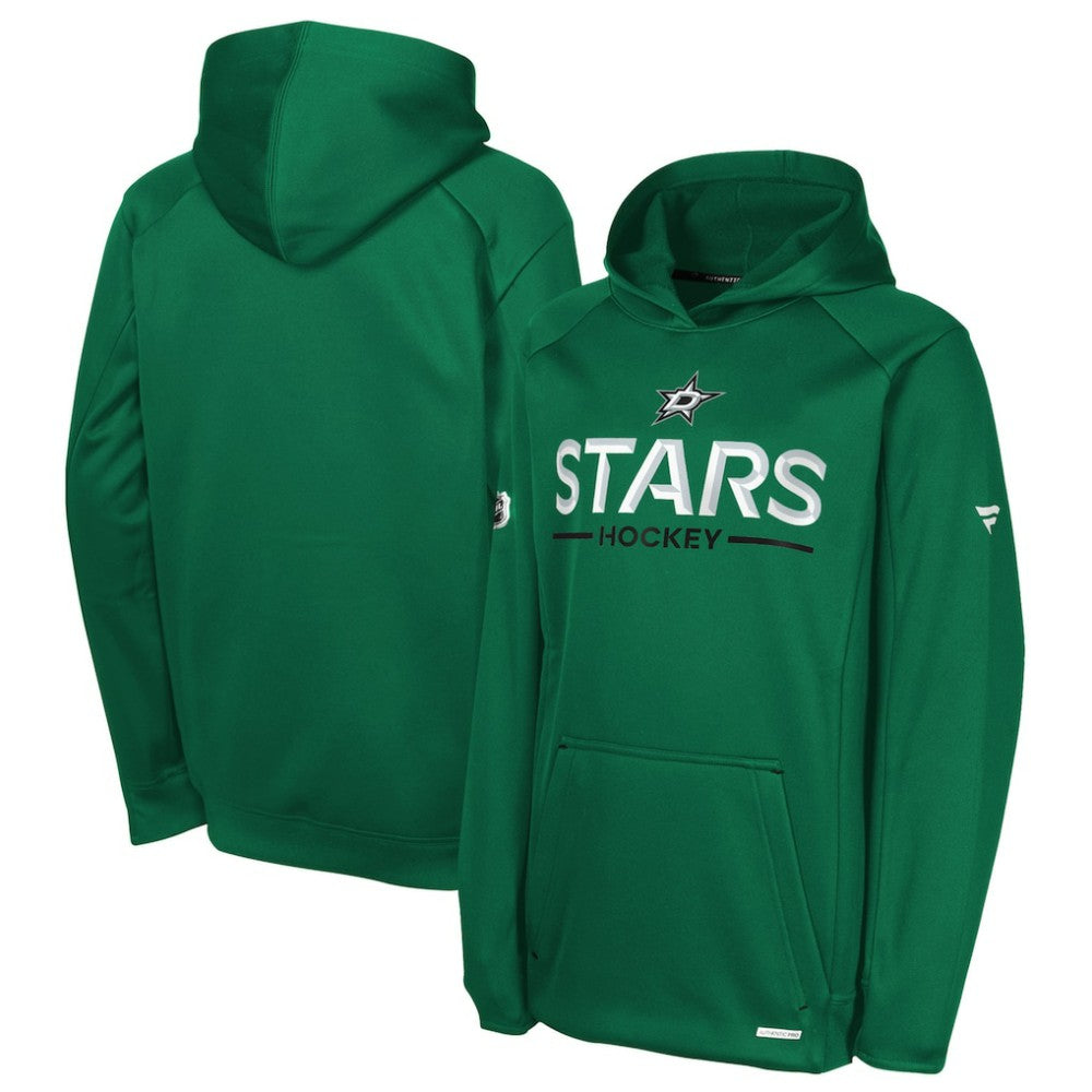 Dallas Stars Fanatics Youth Authentic Pro Rink Raglan Hoodie - Kelly Green | US 202634979