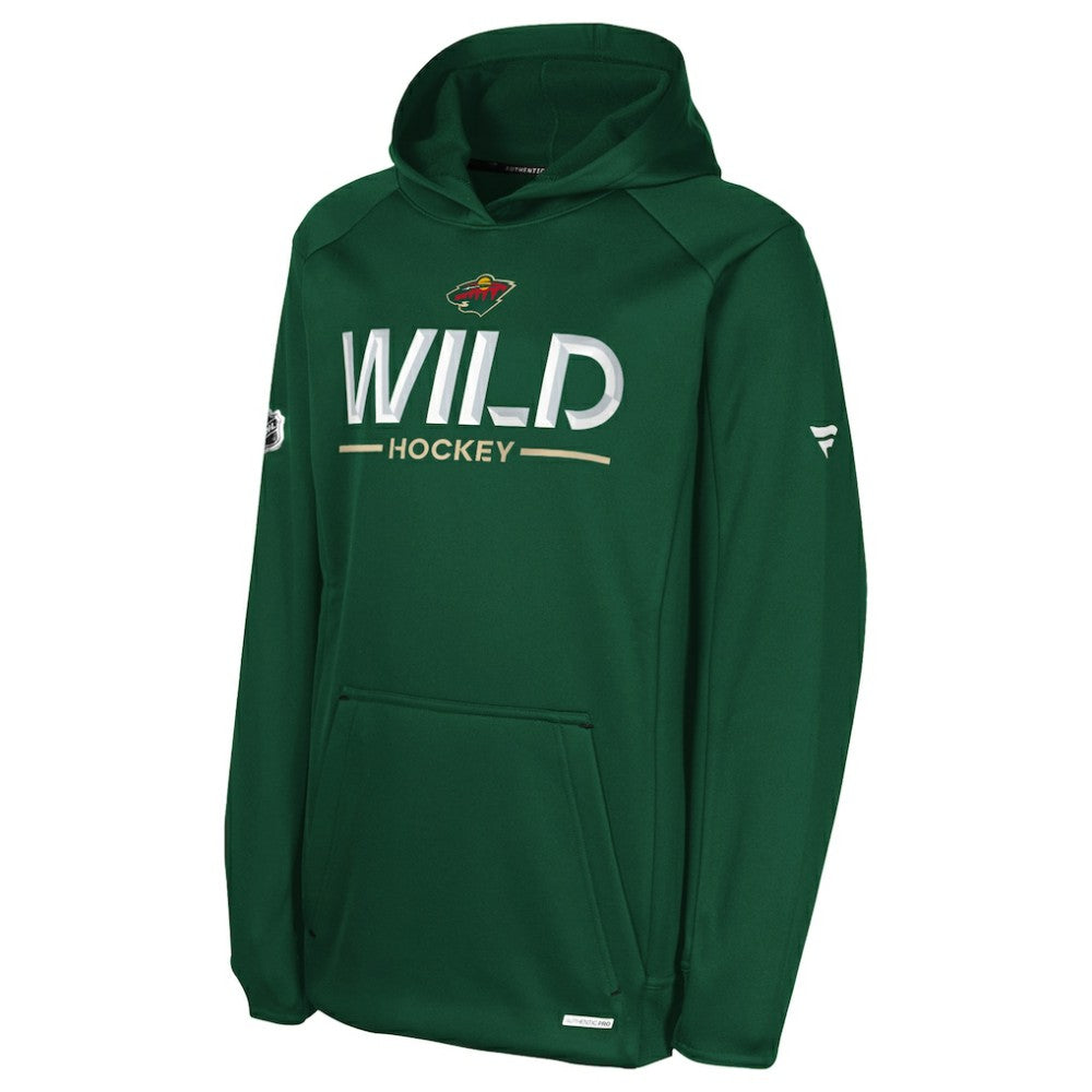 Minnesota Wild Fanatics Youth Authentic Pro Rink Raglan Hoodie - Green | US 202634985