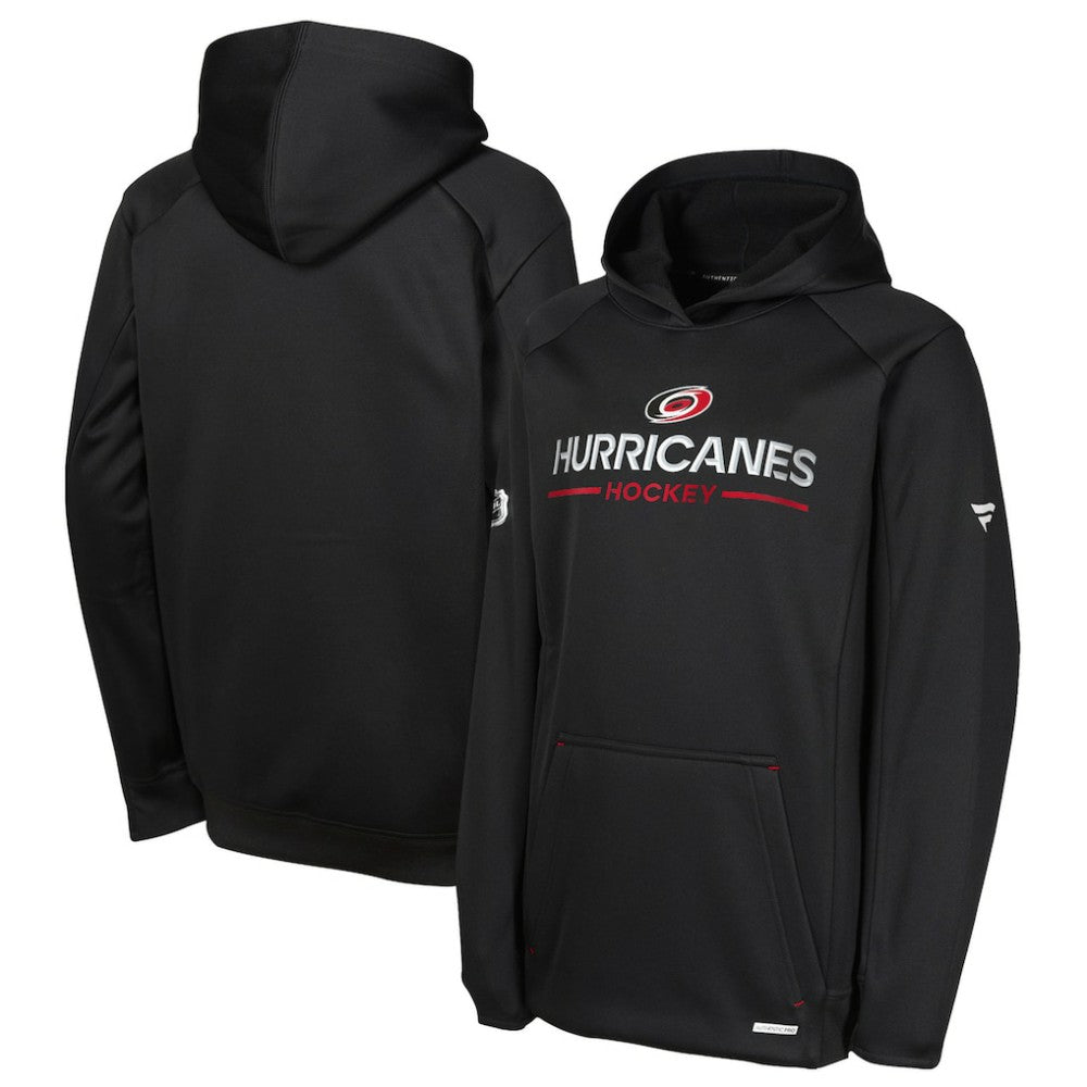 Carolina Hurricanes Fanatics Youth Authentic Pro Rink Raglan Hoodie - Black | US 202634993