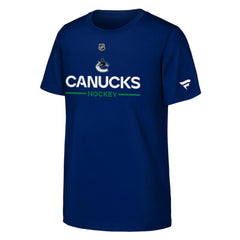 Vancouver Canucks Fanatics Youth Authentic Pro Wordmark T-Shirt - Blue | US 202634995