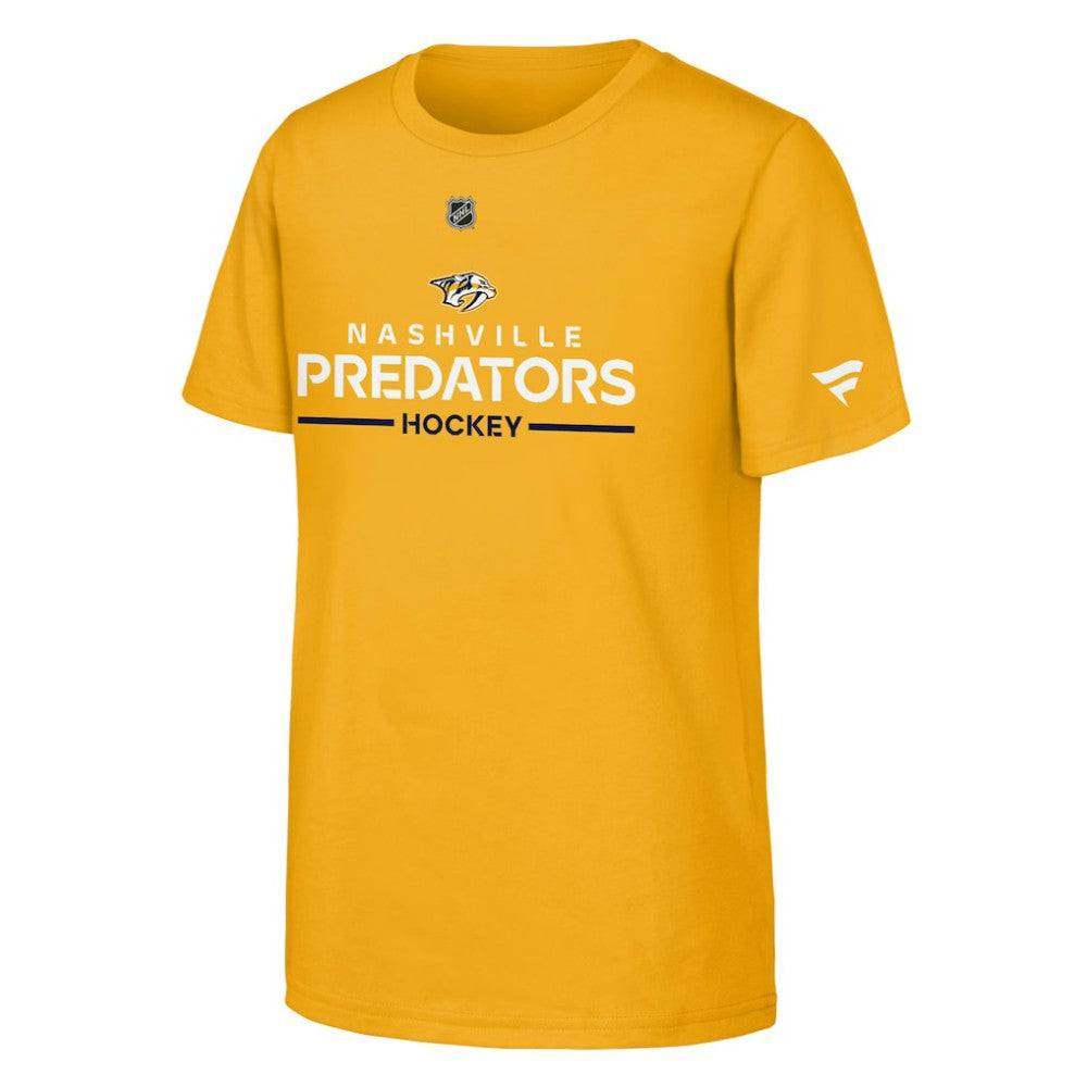 Nashville Predators Fanatics Youth Authentic Pro Wordmark T-Shirt - Gold | US 202634998