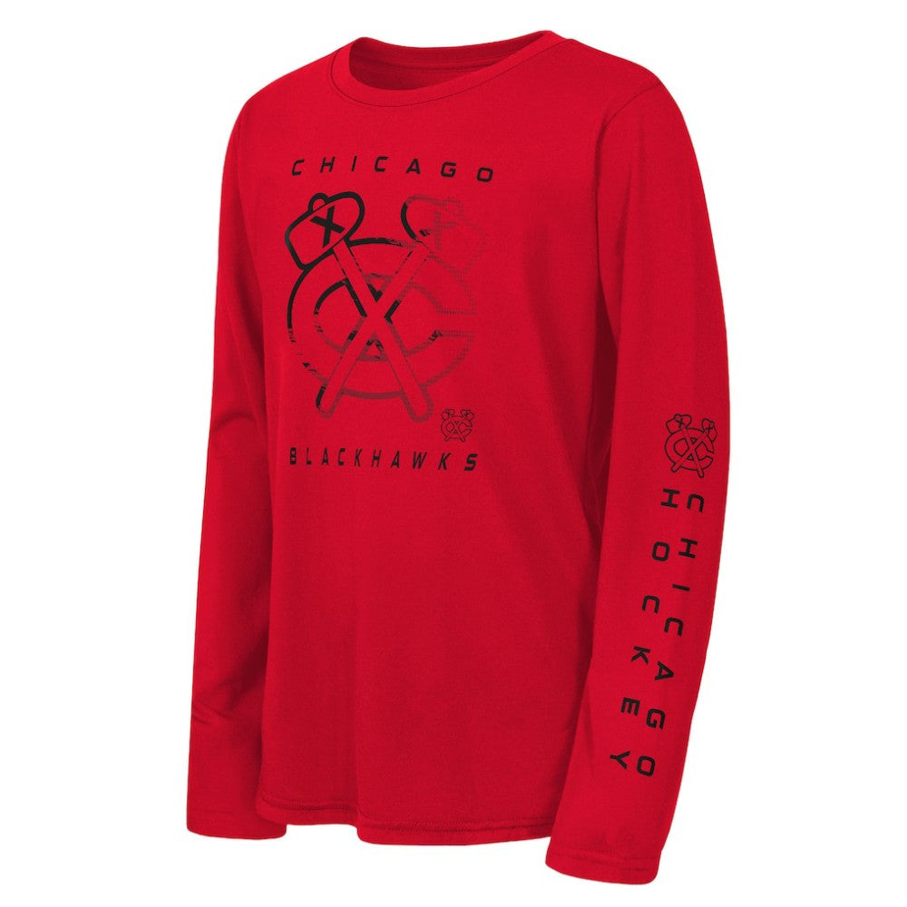 Chicago Blackhawks Outerstuff Youth Seize the Win Long Sleeve T-Shirt - Red | US 202635053