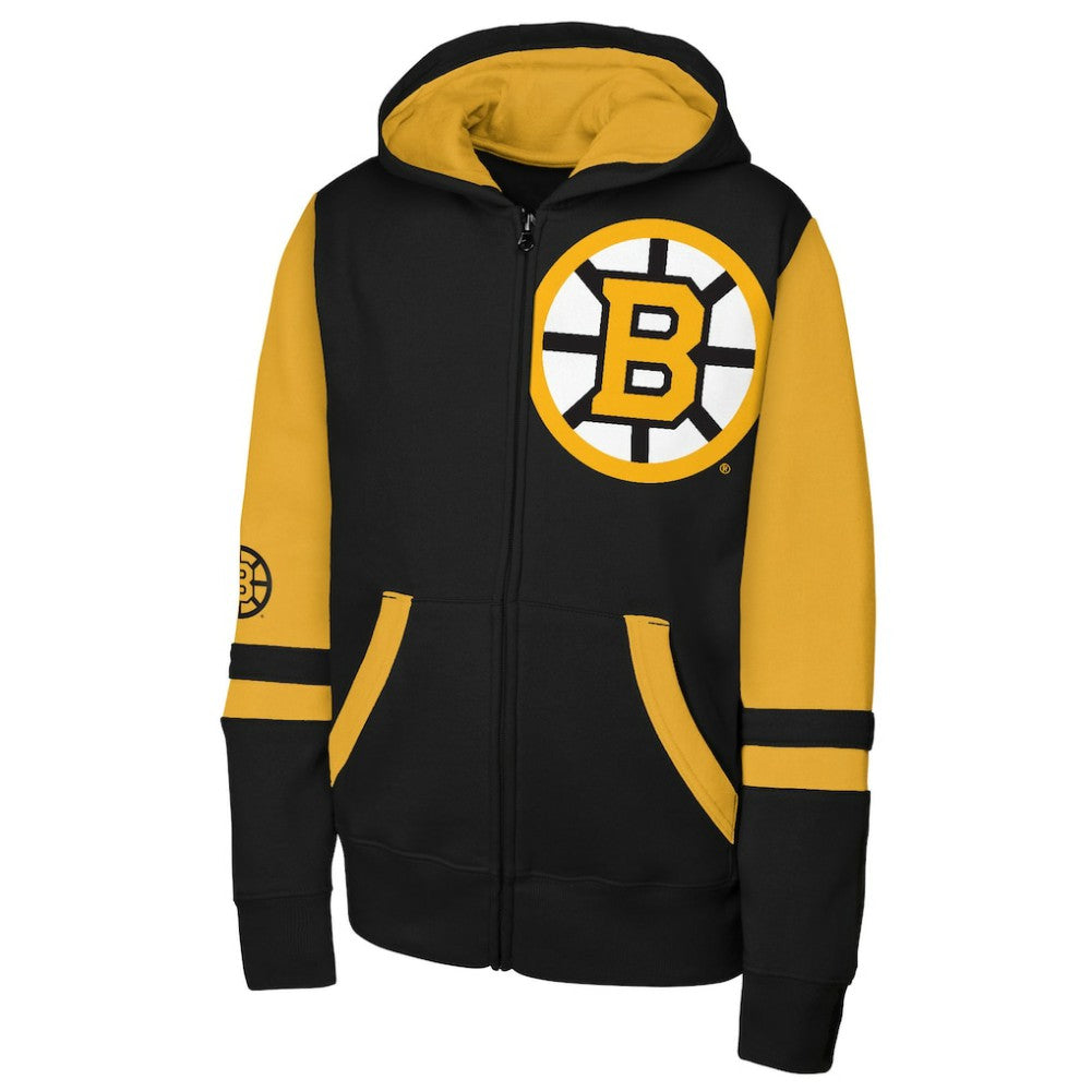 Boston Bruins Outerstuff Youth Face Off Full-Zip Hoodie - Black | US 202635096