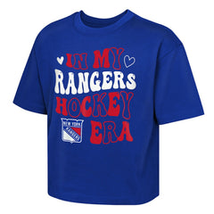 New York Rangers Outerstuff Girls Youth In My Era Boxy T-Shirt - Blue | US 202635112
