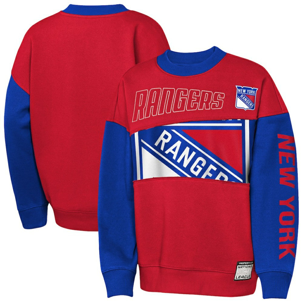 New York Rangers Outerstuff Youth Impact Player Sweatshirt - Red/Blue | US 202635174