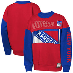 New York Rangers Outerstuff Youth Impact Player Sweatshirt - Red/Blue | US 202635174