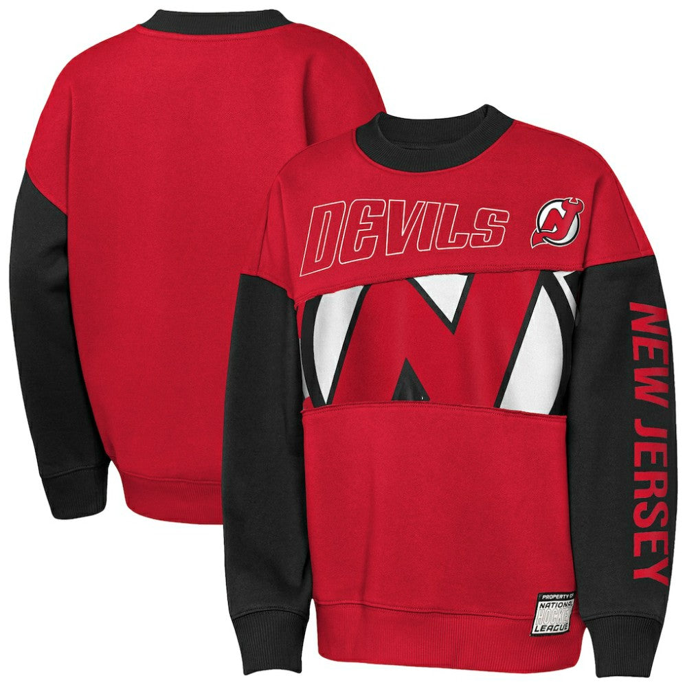 New Jersey Devils Outerstuff Youth Impact Player Sweatshirt - Red/Black | US 202635176