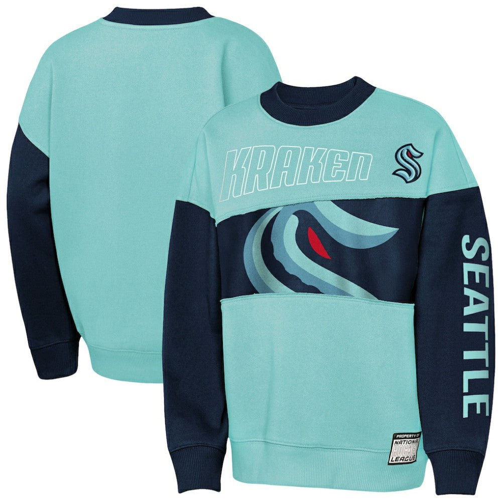 Seattle Kraken Outerstuff Youth Impact Player Sweatshirt - Light Blue/Deep Sea Blue | US 202635179