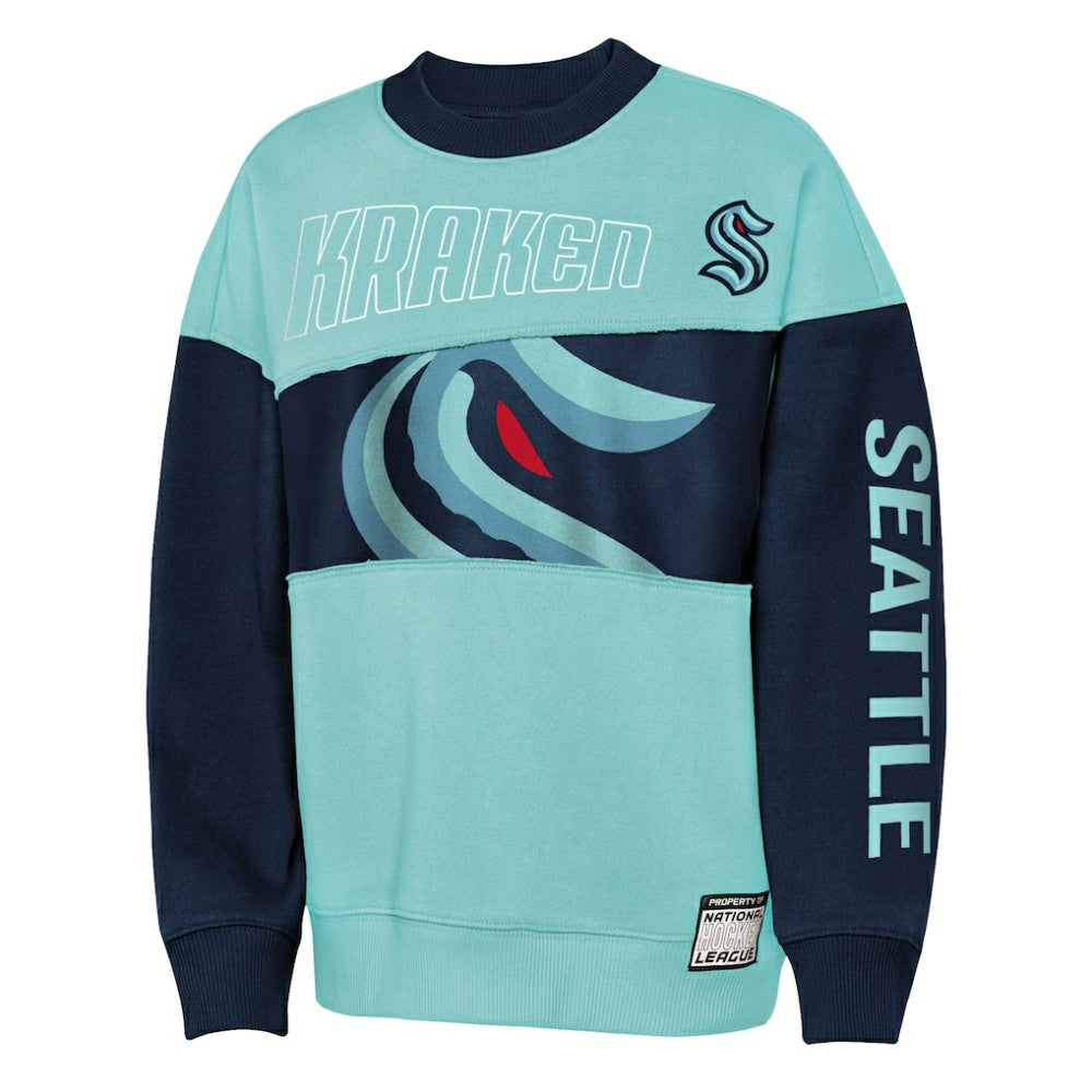 Seattle Kraken Outerstuff Youth Impact Player Sweatshirt - Light Blue/Deep Sea Blue | US 202635179