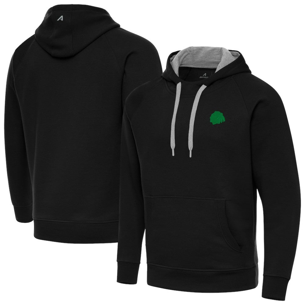 Chicago Blackhawks Antigua St. Patrick's Day Victory Pullover Hoodie - Black | US 202635196