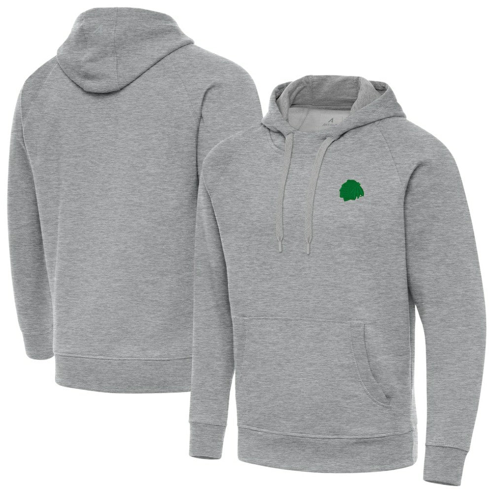 Chicago Blackhawks Antigua St. Patrick's Day Victory Pullover Hoodie - Heather Gray | US 202635215