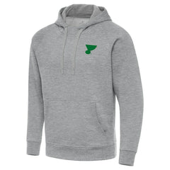 St. Louis Blues Antigua St. Patrick's Day Victory Pullover Hoodie - Heather Gray | US 202635217