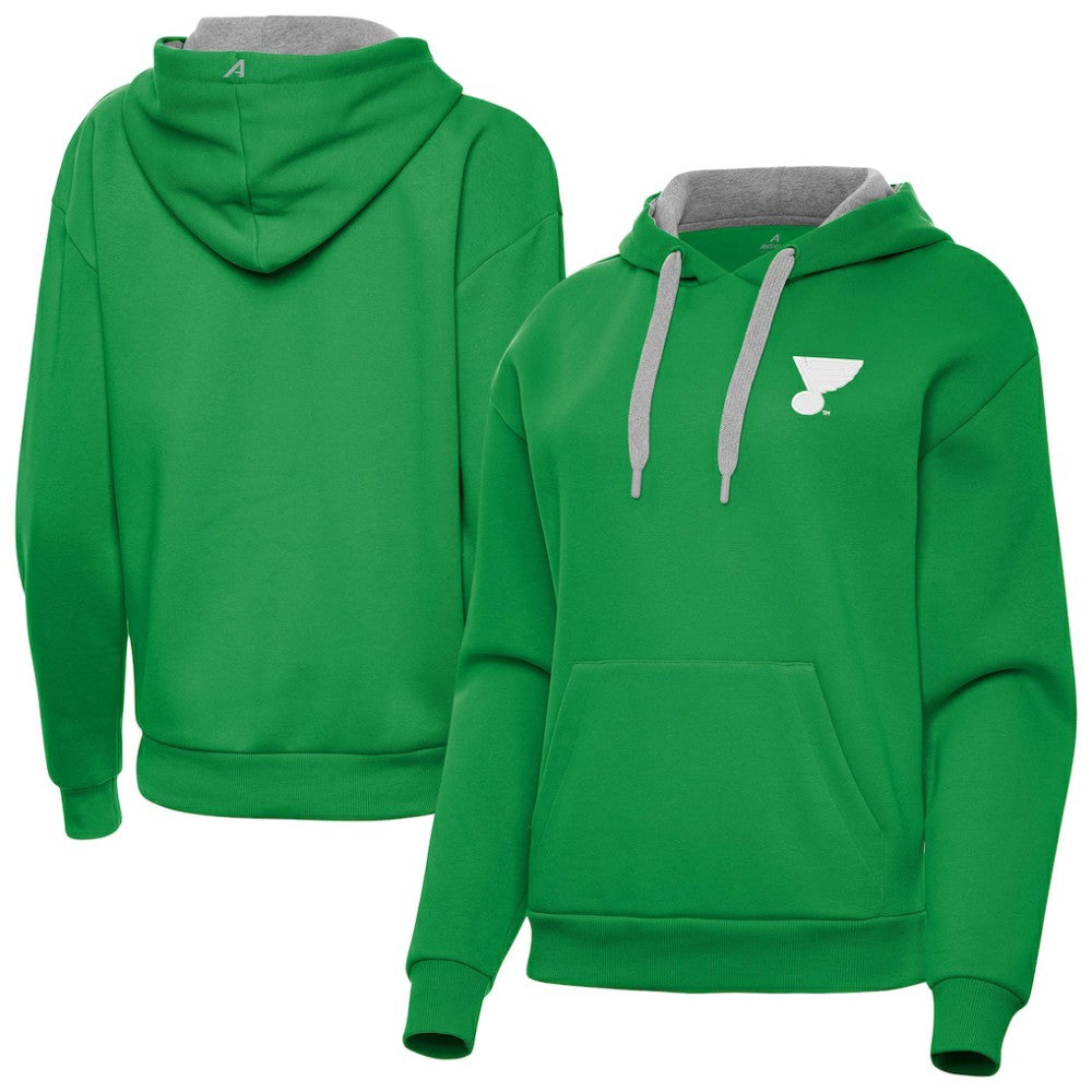 St. Louis Blues Antigua Women's St. Patrick's Day Victory Pullover Hoodie - Kelly Green | US 202635236