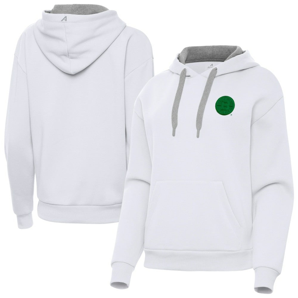 Boston Bruins Antigua Women's St. Patrick's Day Victory Pullover Hoodie - White | US 202635243