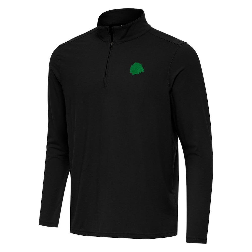 Chicago Blackhawks Antigua St. Patrick Intent Quarter-Zip Pullover Top - Black | US 202635287
