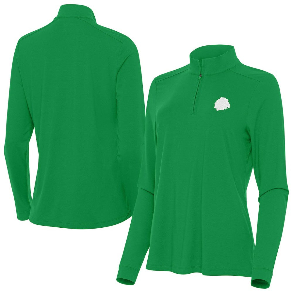 Chicago Blackhawks Antigua Women's St. Patrick's Day Intent Quarter-Zip Performance Pullover - Kelly Green | US 202635351