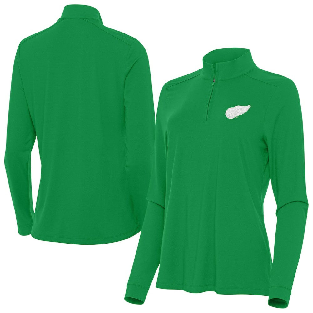 Detroit Red Wings Antigua Women's St. Patrick's Day Intent Quarter-Zip Performance Pullover - Kelly Green | US 202635357