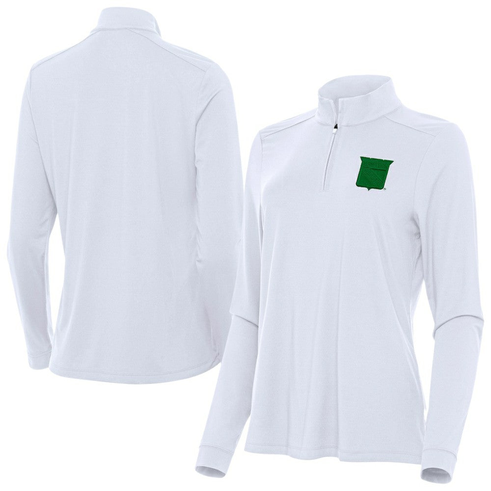 New York Rangers Antigua Women's St. Patrick's Day Intent Quarter-Zip Performance Pullover - White | US 202635361