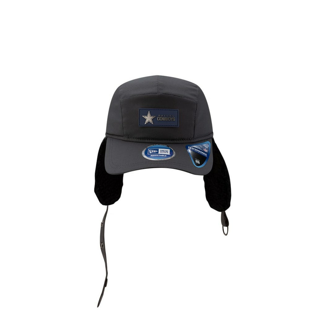 Dallas Cowboys New Era 2025 Sideline Cold Weather Runner Dog Ear Adjustable Hat - Charcoal Hats