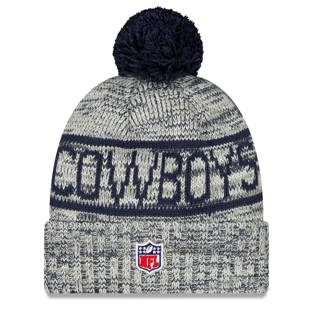 Dallas Cowboys New Era 2025 Sideline Cold Weather Cuffed Knit Hat with Pom - Gray Hats