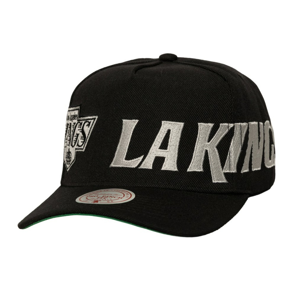 Los Angeles Kings Mitchell & Ness Busted Logo Wordmark Wrap-Around Pro Pinch Adjustable Hat - Black | US 202641038