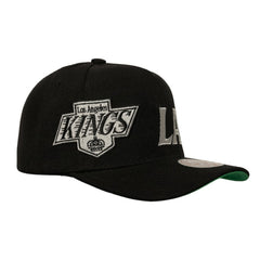 Los Angeles Kings Mitchell & Ness Busted Logo Wordmark Wrap-Around Pro Pinch Adjustable Hat - Black | US 202641038