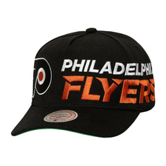 Philadelphia Flyers Mitchell & Ness Busted Logo Wordmark Wrap-Around Pro Pinch Adjustable Hat - Black | US 202641044