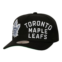 Toronto Maple Leafs Mitchell & Ness Busted Logo Wordmark Wrap-Around Pro Pinch Adjustable Hat - Black | US 202641045