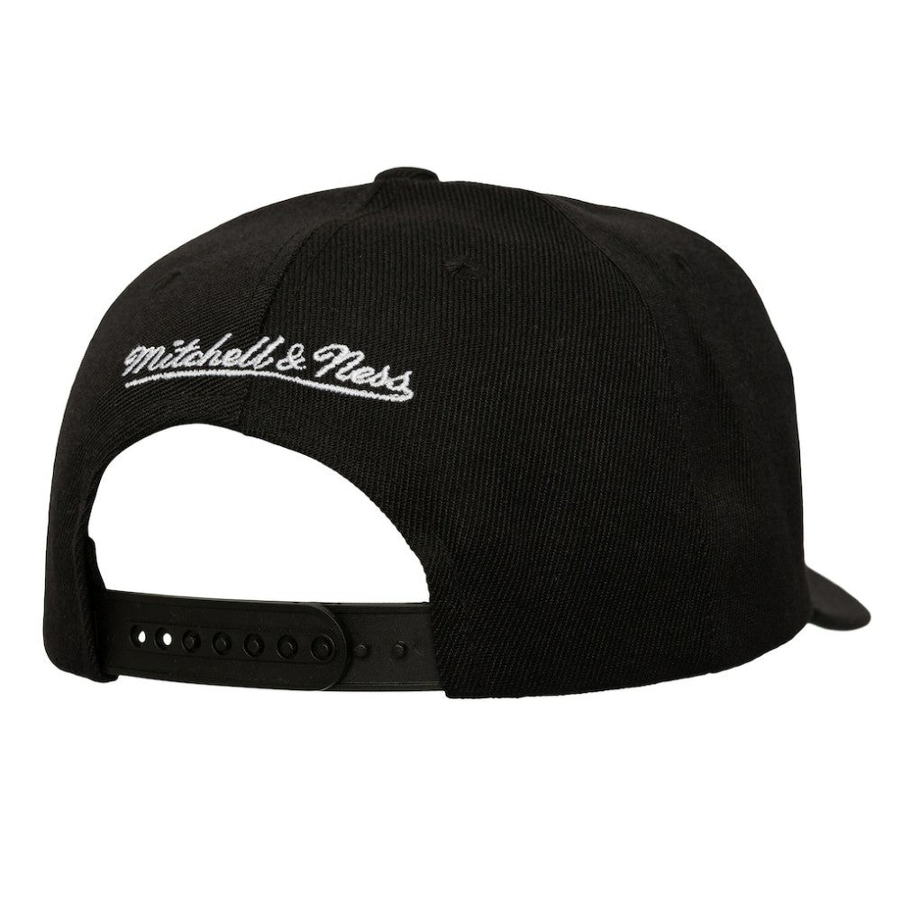 San Jose Sharks Mitchell & Ness Busted Logo Wordmark Wrap-Around Pro Pinch Adjustable Hat - Black | US 202641048
